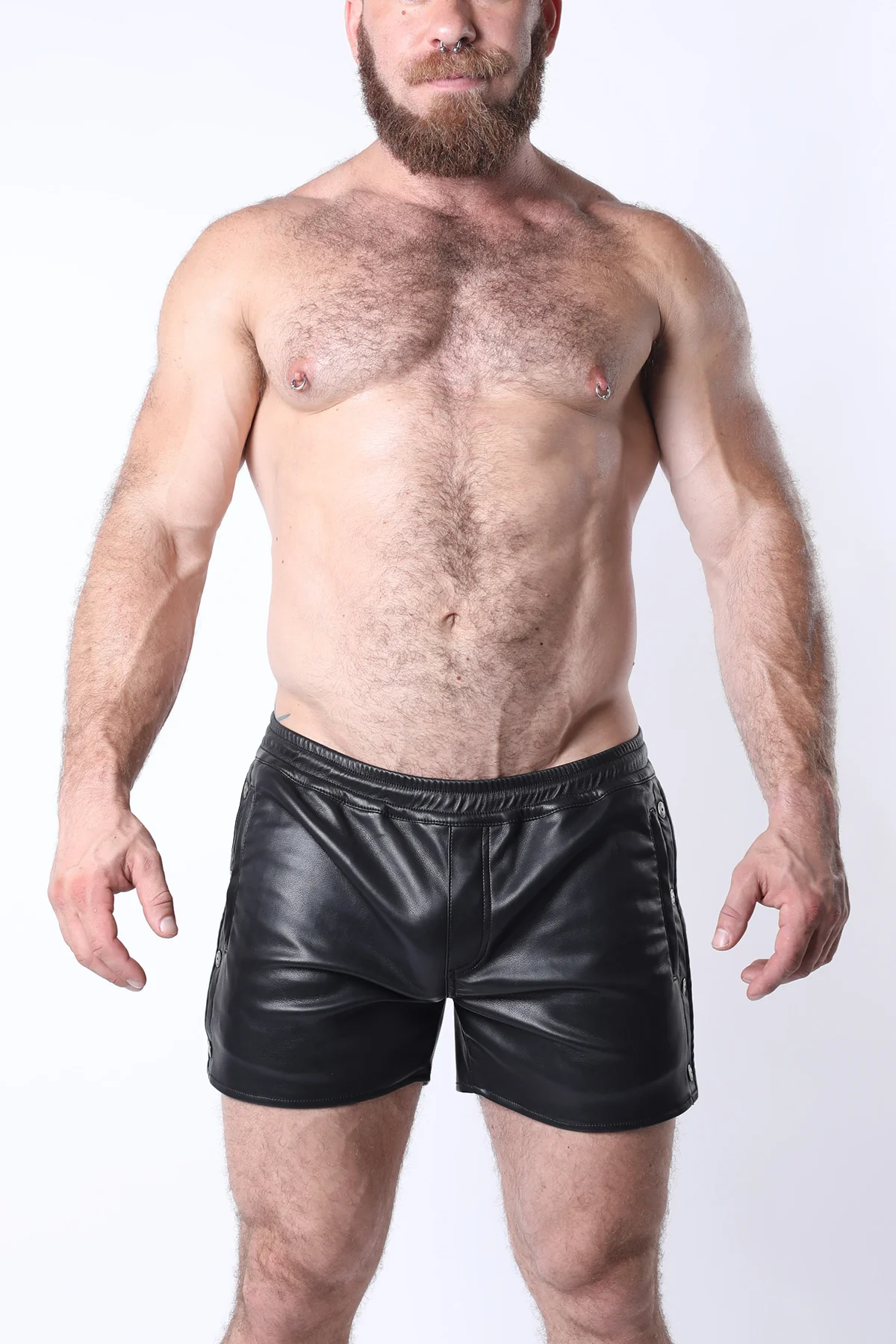 Void Vegan Leather Snap Up Shorts - Image 3